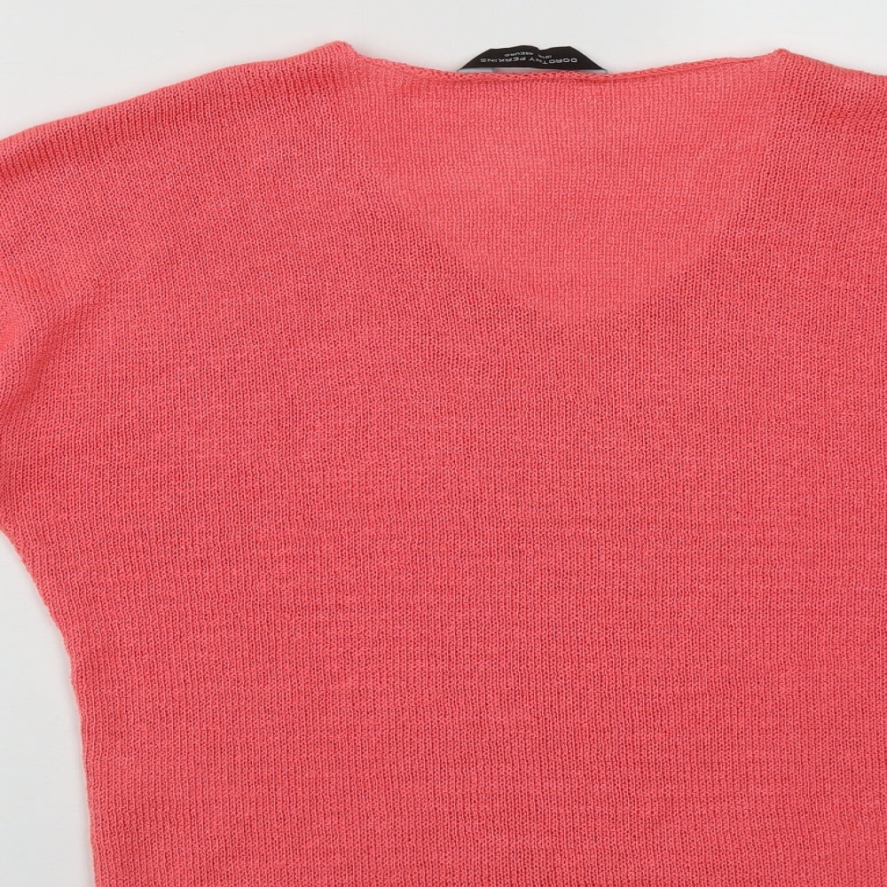 Dorothy Perkins Womens Pink V-Neck Acrylic Pullover Jumper Size 12