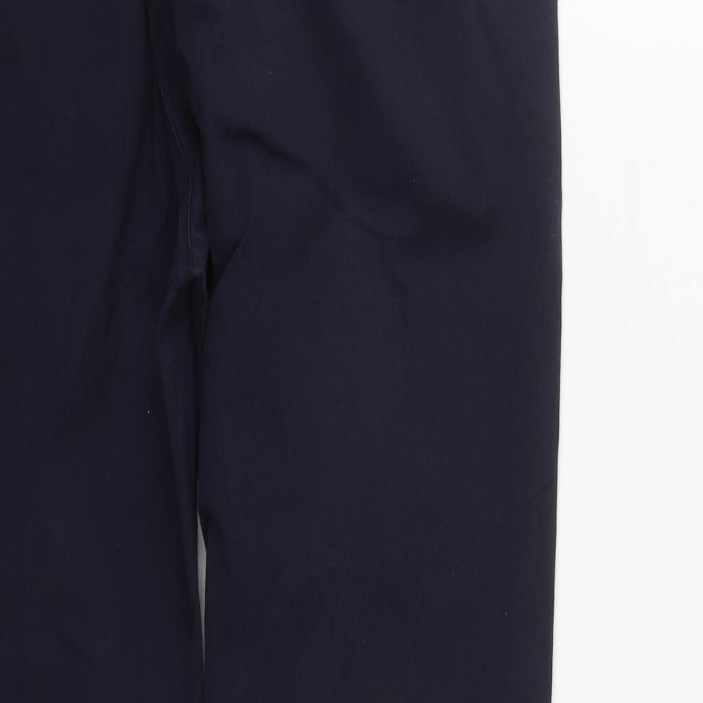 H&M Womens Blue Cotton Trousers Size 10 L30 in Regular Zip