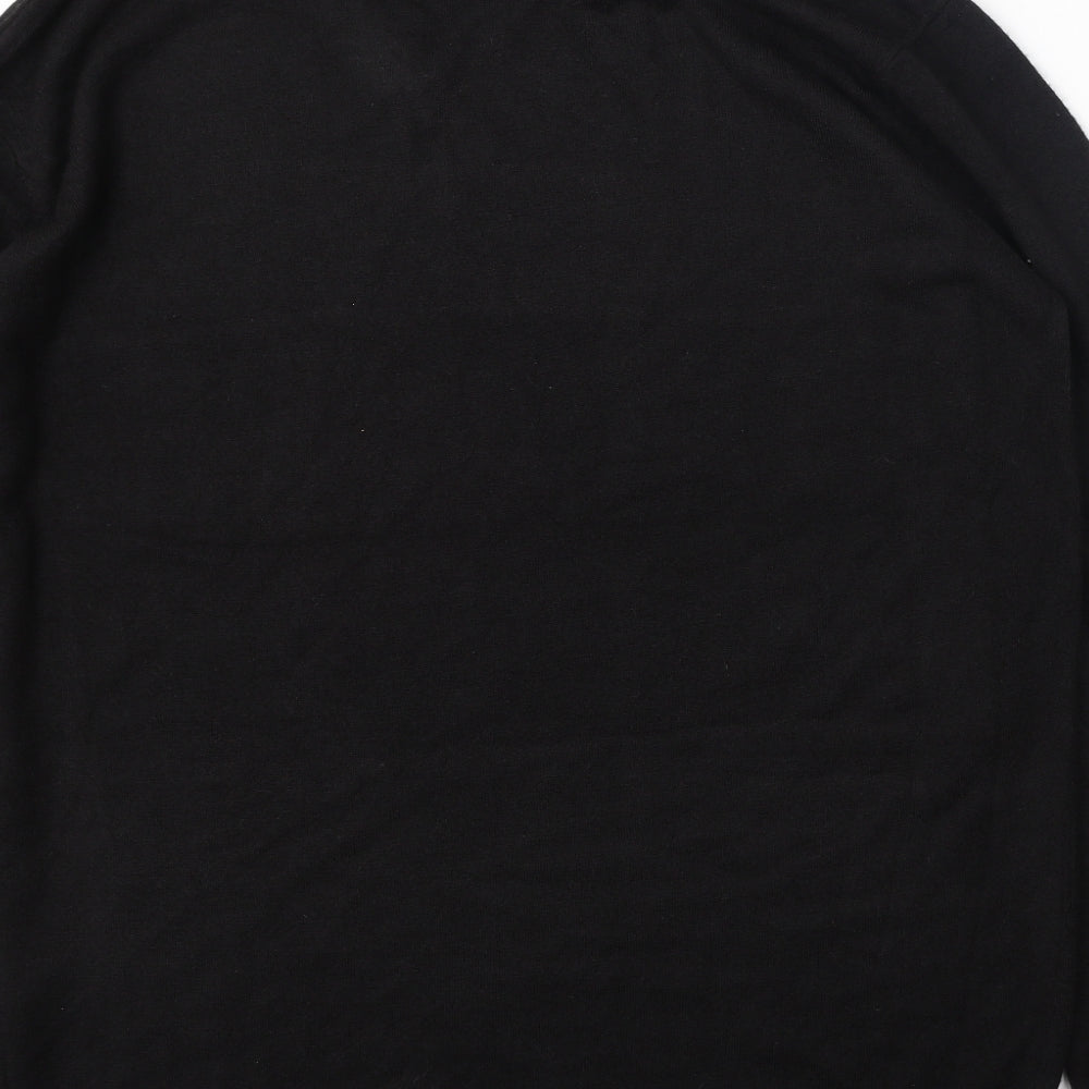 Bling Mens Black V-Neck Polyester Pullover Jumper Size 2XL