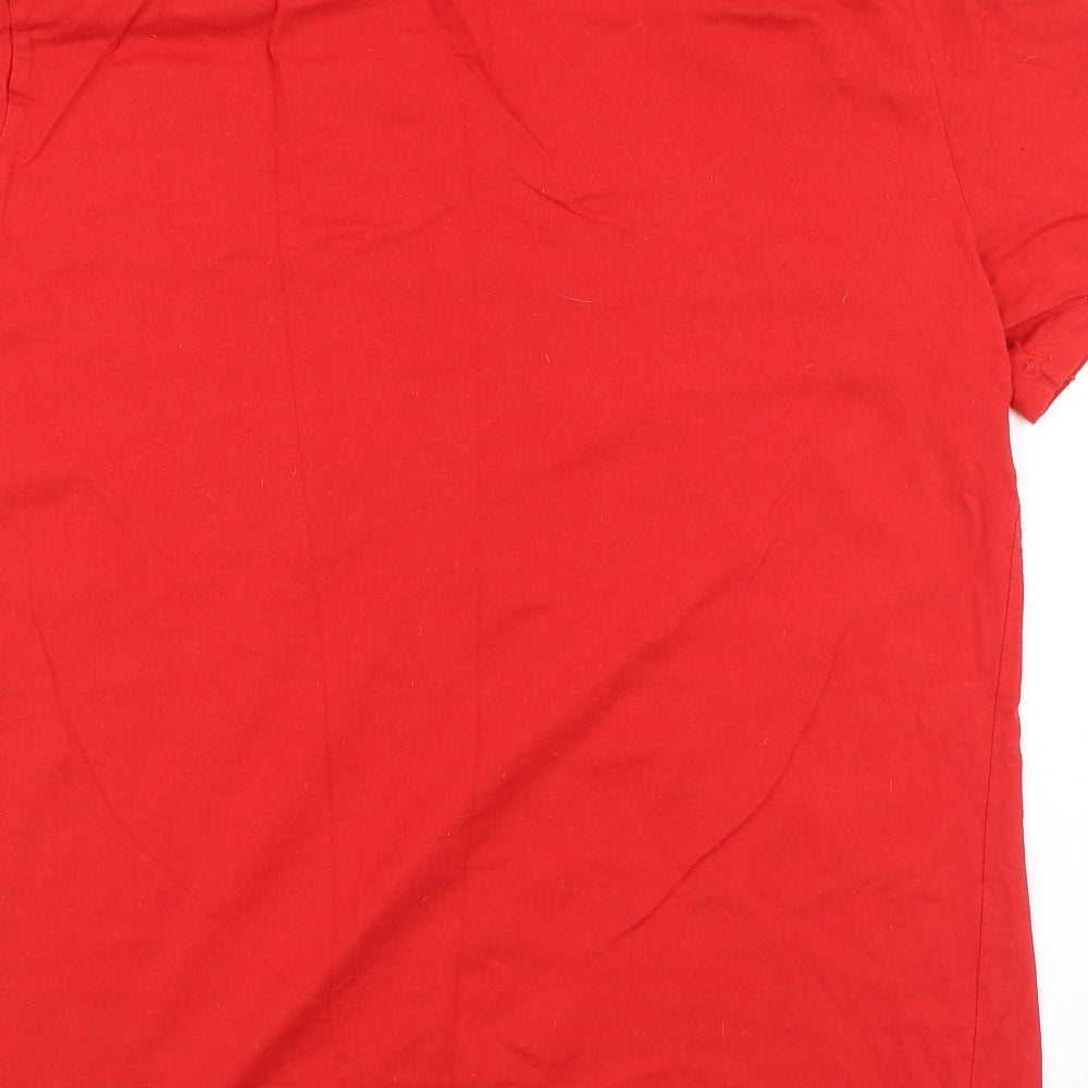 George Womens Red Cotton Basic T-Shirt Size L Round Neck