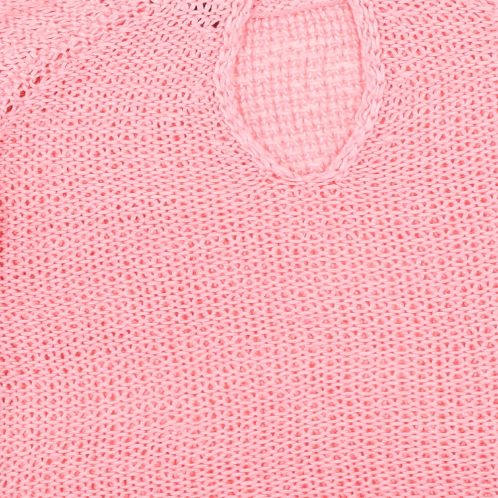 New Look Womens Pink Round Neck Acrylic Pullover Jumper Size S