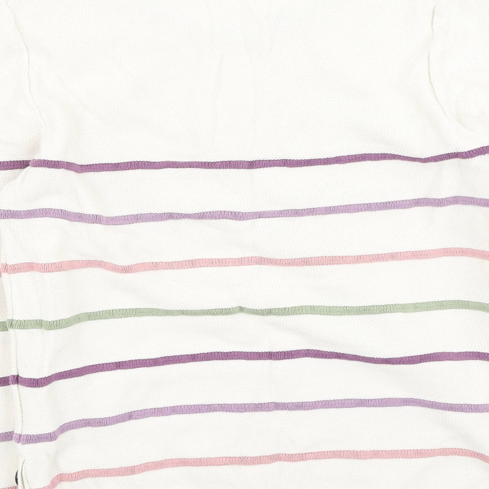 isle Womens Multicoloured Round Neck Striped Cotton Pullover Jumper Size S