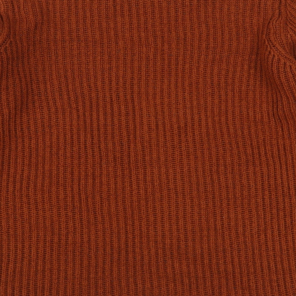 Damaet Womens Orange Round Neck Acrylic Pullover Jumper Size 10