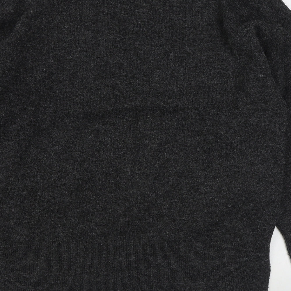 H&M Womens Grey V-Neck Polyester Pullover Jumper Size S
