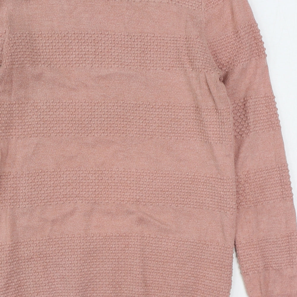 Warehouse Womens Pink Scoop Neck Viscose Pullover Jumper Size 8