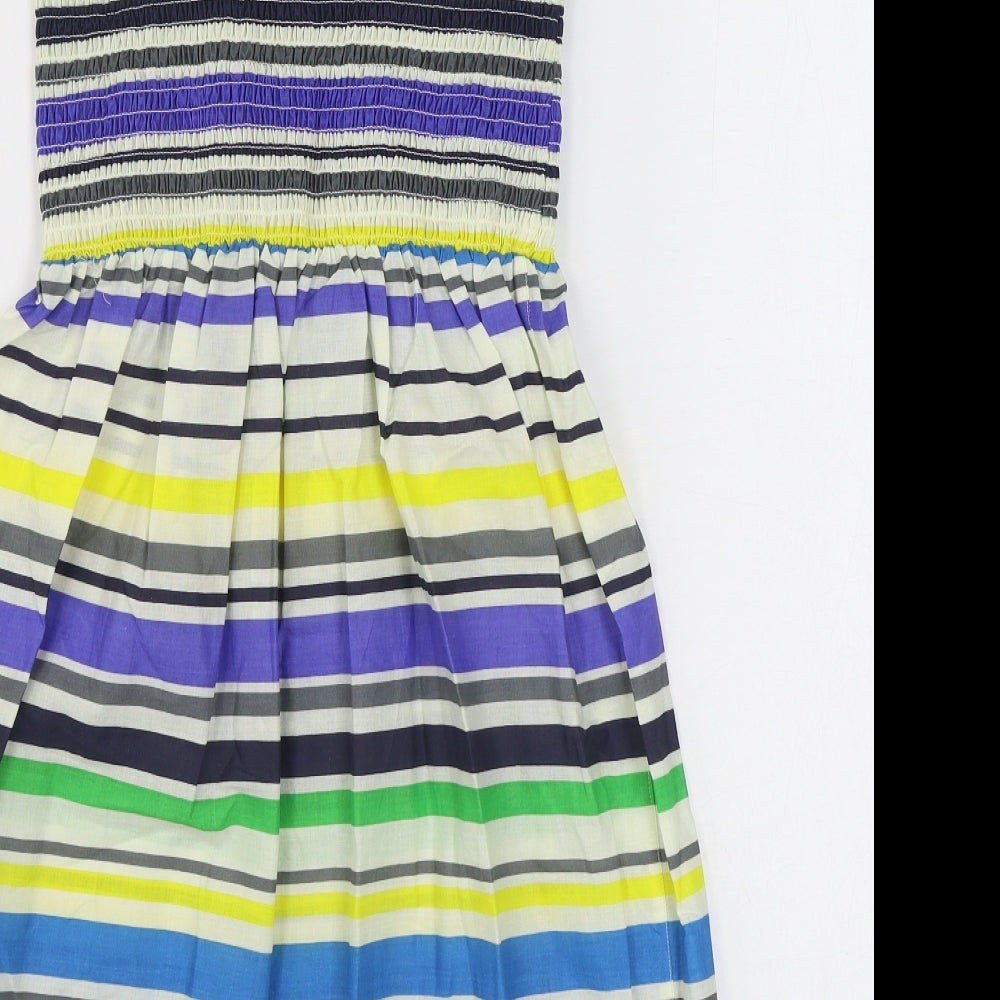 Atmosphere Womens Multicoloured Striped 100% Cotton Trapeze & Swing Size 10 Square Neck Pullover