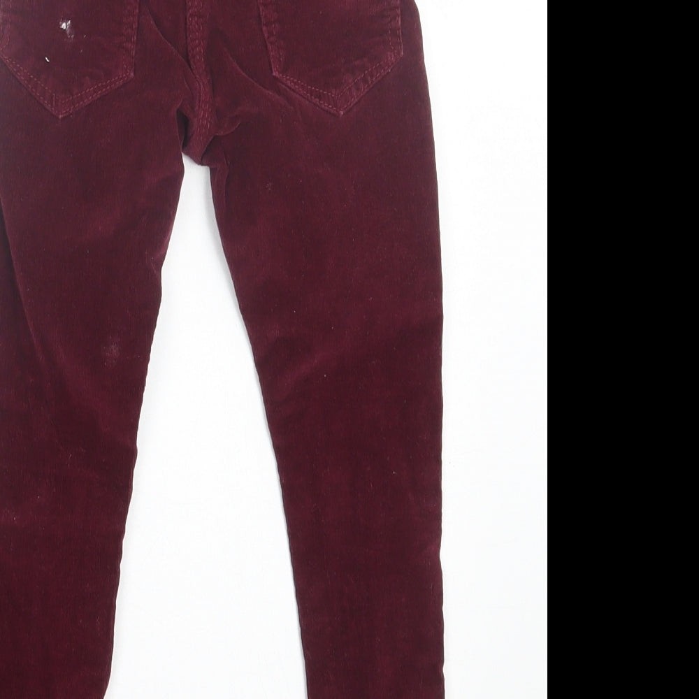 Marks & Spencer Girls Purple Cotton Capri Trousers Size 5-6 Years Regular Button