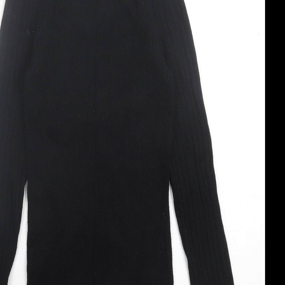 New Look Womens Black Crew Neck Viscose Pullover Jumper Size 10