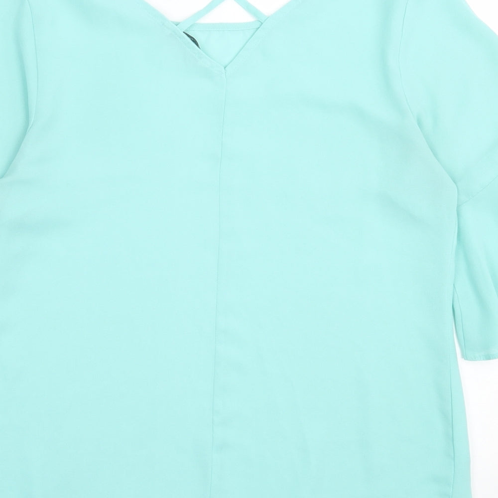 George Womens Green Polyester Basic T-Shirt Size 8 Scoop Neck