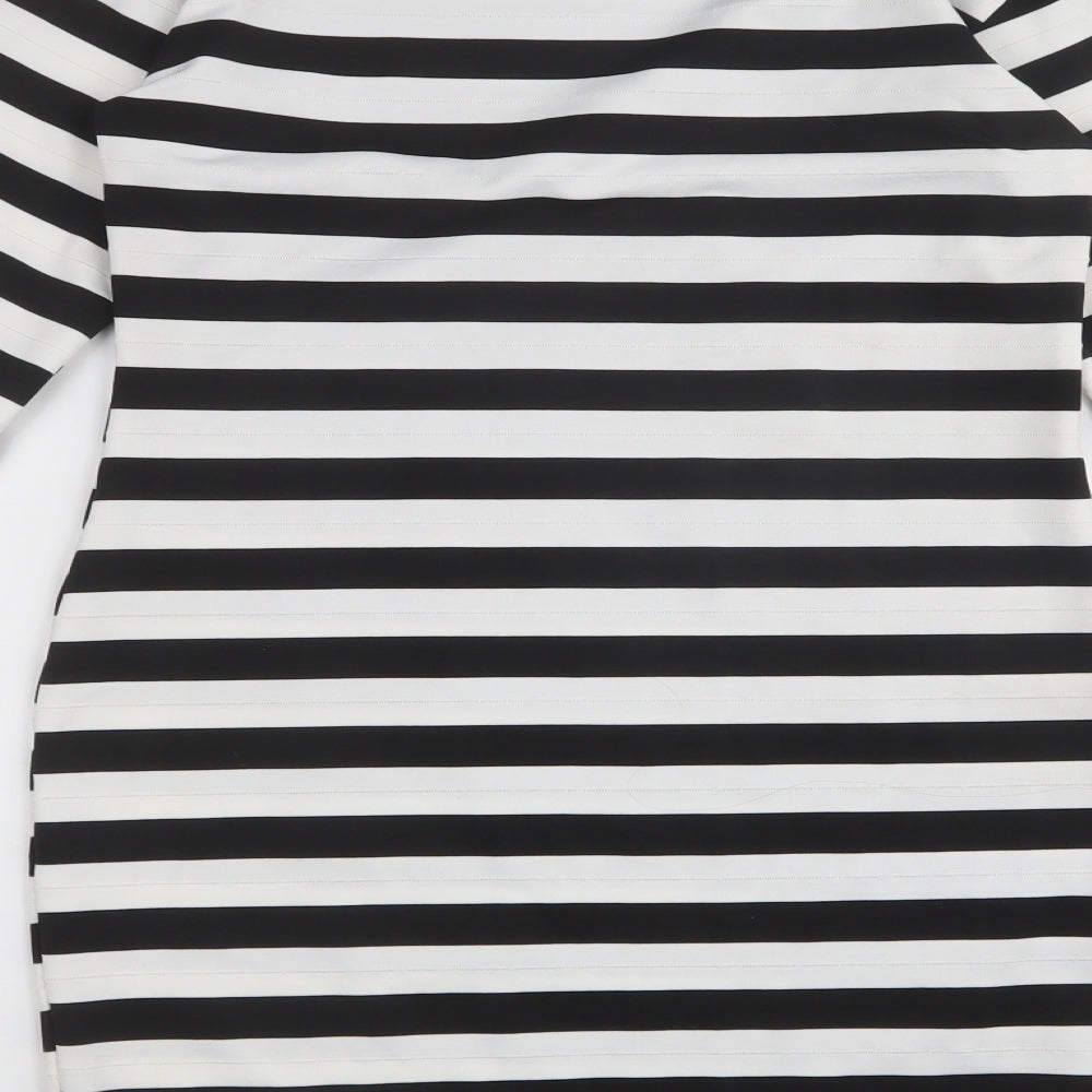 Exhibit Womens White Polyester A-Line Size 10 Crew Neck