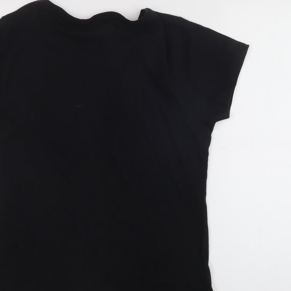 Pep & co Womens Black Cotton Basic T-Shirt Size 10 Crew Neck - Prosecco