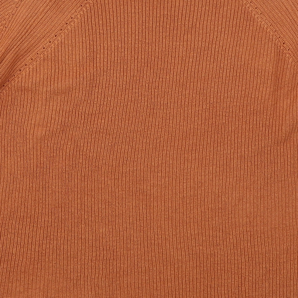 Mango Womens Orange Boat Neck Acrylic Pullover Jumper Size S