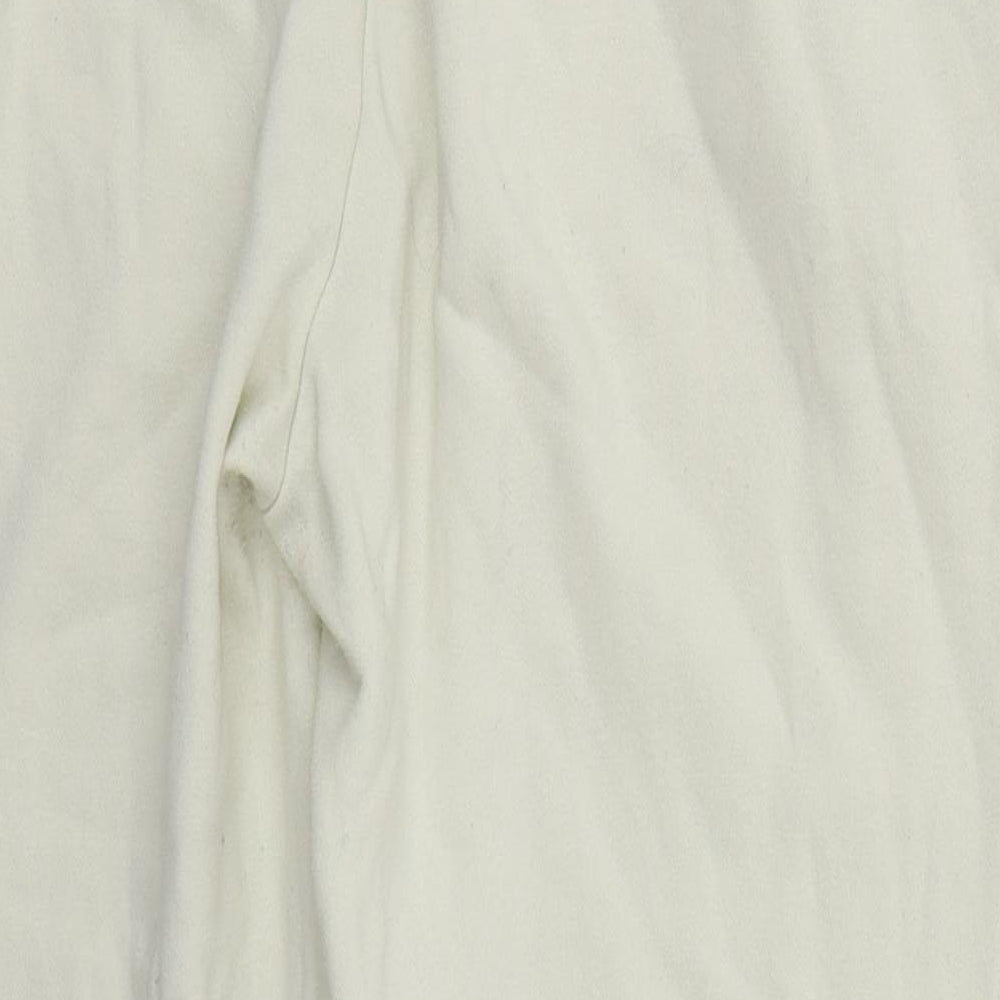 Zara Womens Ivory Cotton Sweatpants Trousers Size L L25 in Regular Drawstring