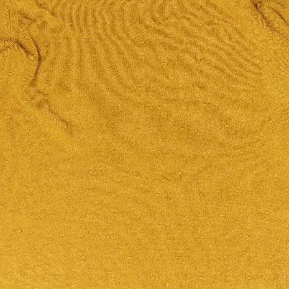 Bonmarché Womens Yellow Scoop Neck Acrylic Pullover Jumper Size 14