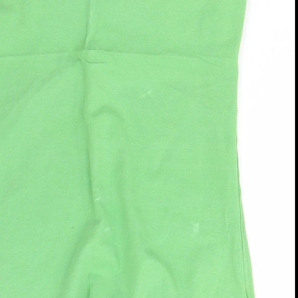 Topshop Womens Green Cotton Basic T-Shirt Size 10 Off the Shoulder