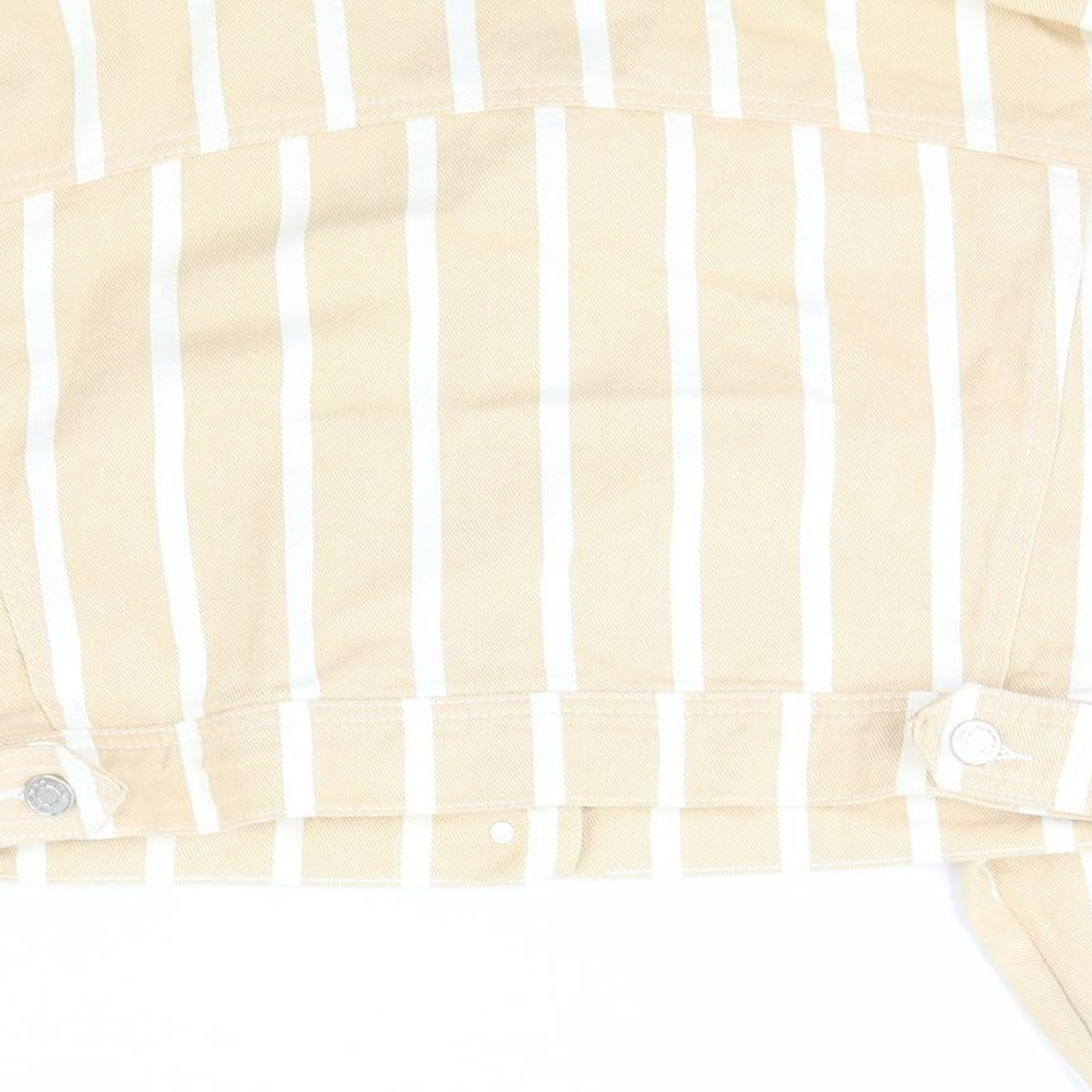 Missguided Womens Beige Striped Jacket Coat Size 8 Button