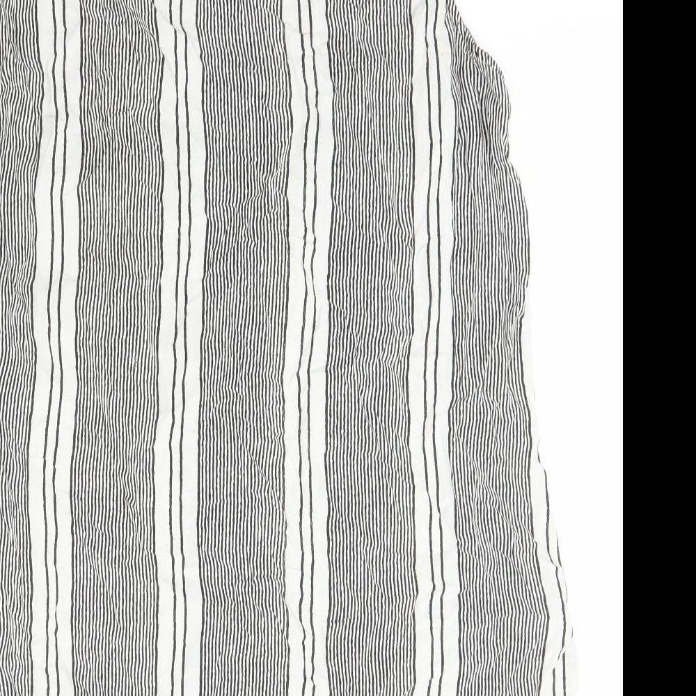 Atmosphere Womens Black Striped Viscose Basic Button-Up Size 16 Roll Neck