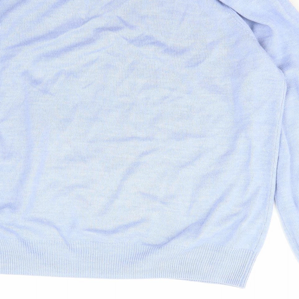 Papaya Womens Blue Boat Neck Acetate Pullover Jumper Size M
