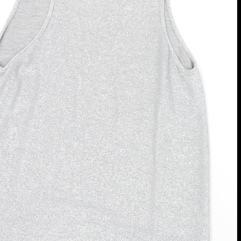 NEXT Womens Silver Polyester Basic Tank Size 14 Round Neck