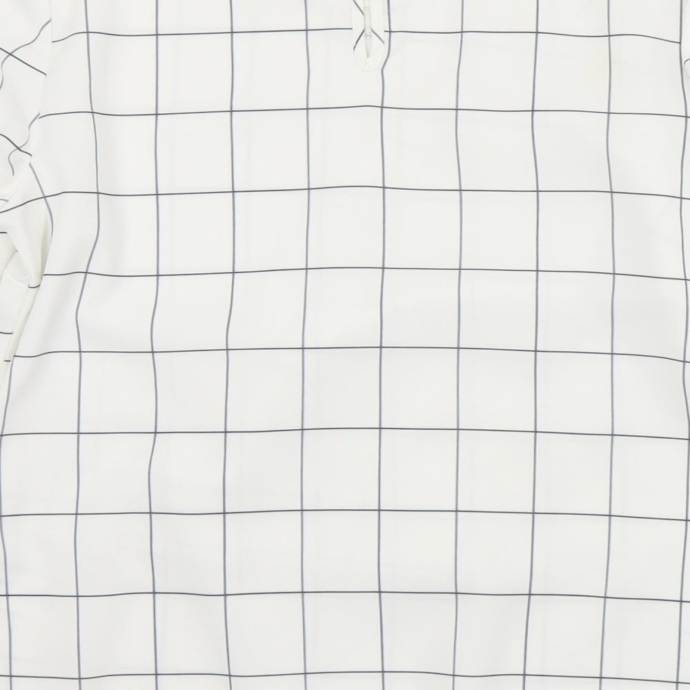 F&F Womens White Check Polyester Wrap Blouse Size 8 Round Neck