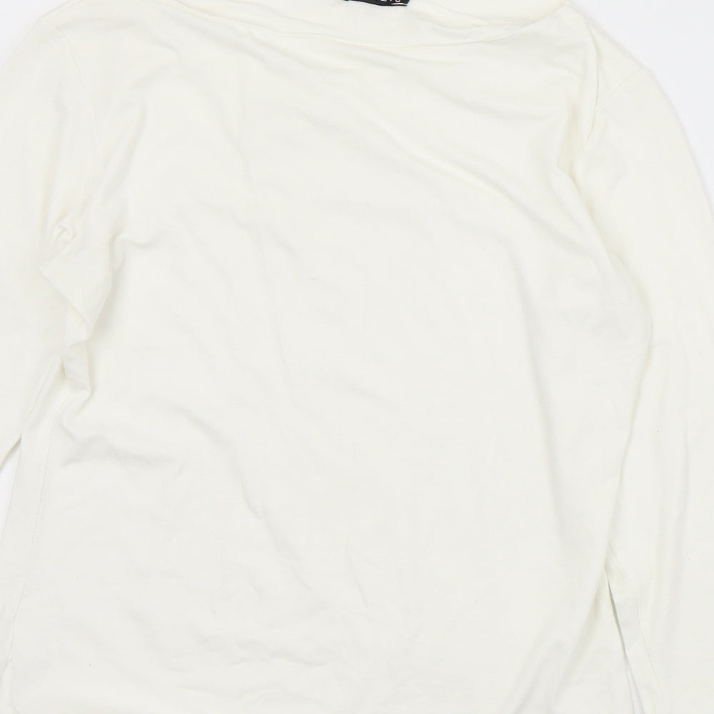 Patrick Bernard Womens White Viscose Basic T-Shirt Size S V-Neck