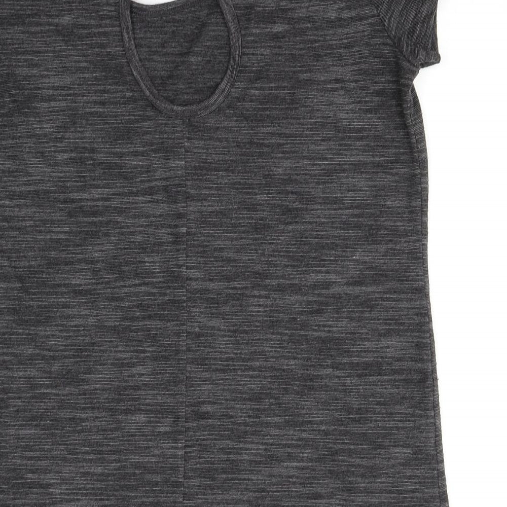 Papaya Womens Grey Cotton Basic T-Shirt Size S Round Neck