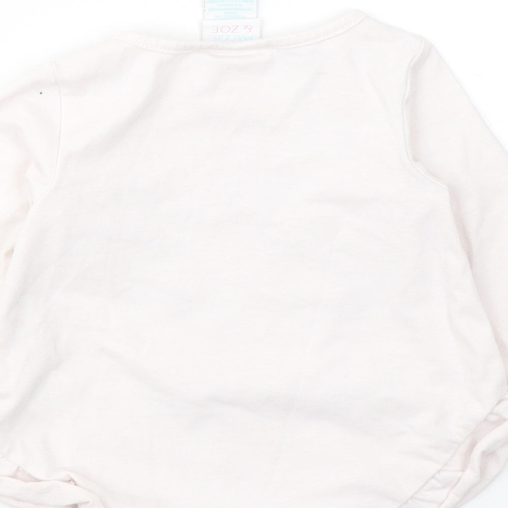 Maggie & Zoe Girls Pink Cotton Pullover Casual Size 12 Months Round Neck Pullover - Bird
