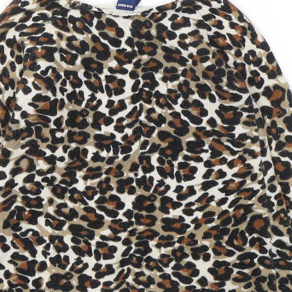 Old Navy Girls Beige Animal Print Cotton Tunic Jumper Size 12-18 Months Pullover