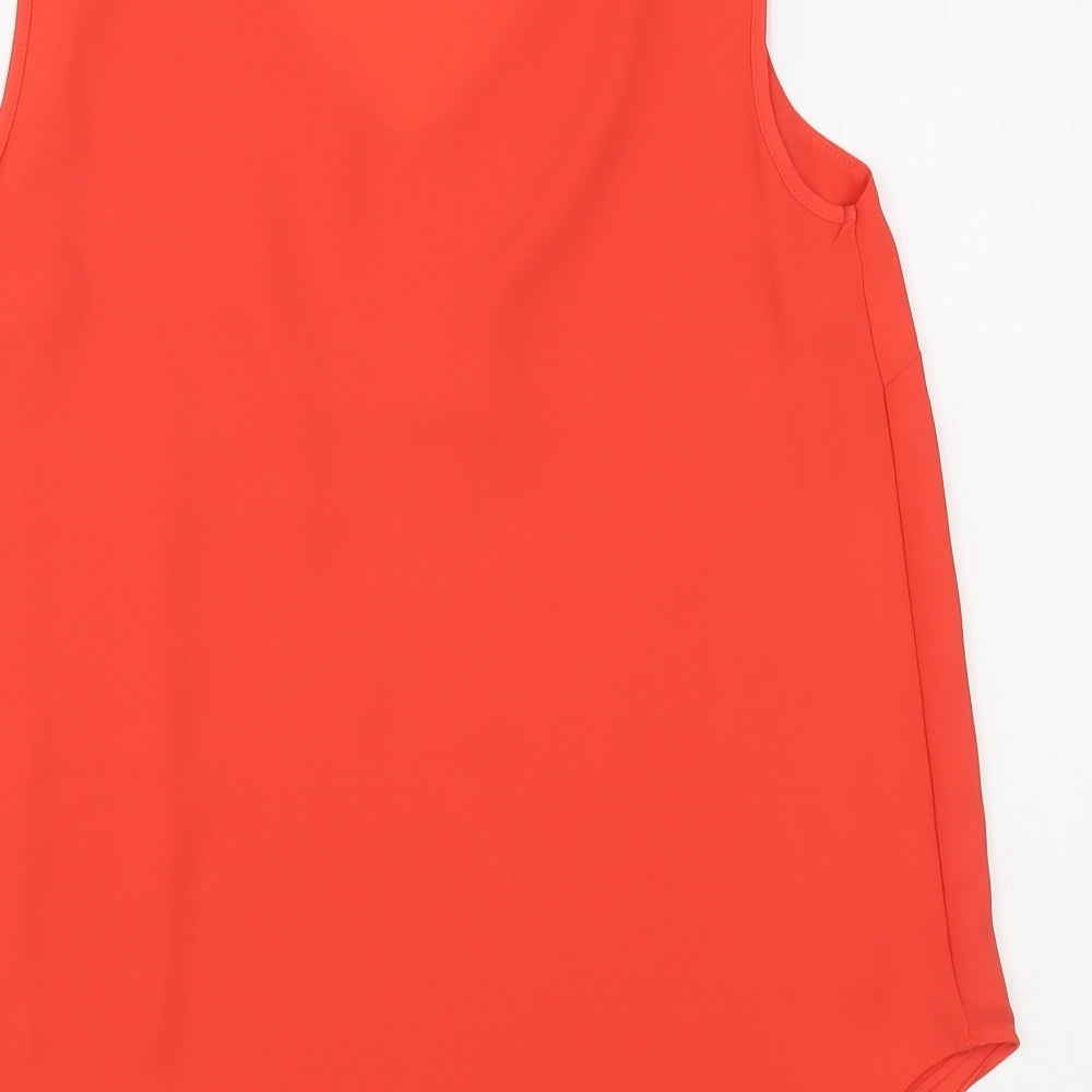 Dunnes Stores Womens Red Polyester Basic Blouse Size 10 V-Neck