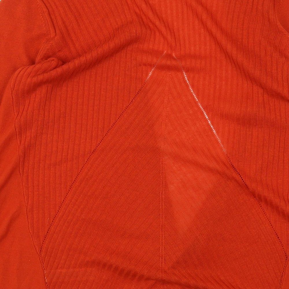 Dunnes Stores Womens Orange V-Neck Acrylic Cardigan Jumper Size S