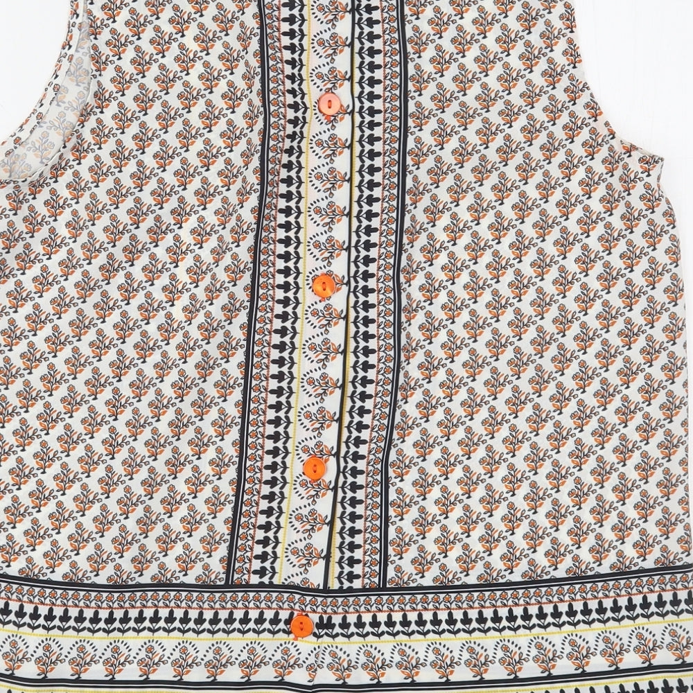 Cynthia Rowley Womens Multicoloured Floral Polyester Basic Blouse Size M Round Neck