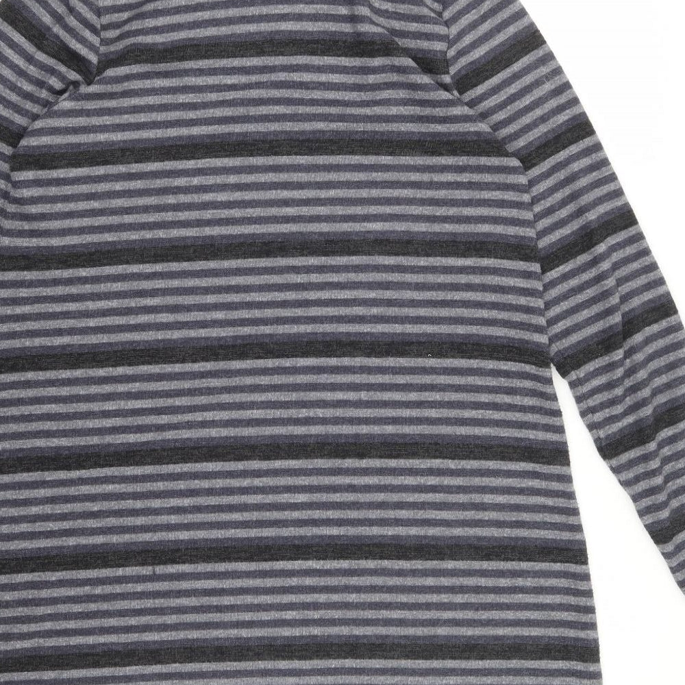 Peacocks Womens Multicoloured Striped Polyester Jumper Dress Size 12 Mock Neck Pullover