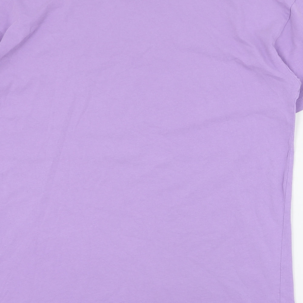 FB Sister Womens Purple Polyester Basic T-Shirt Size 2XS Crew Neck - Slogan