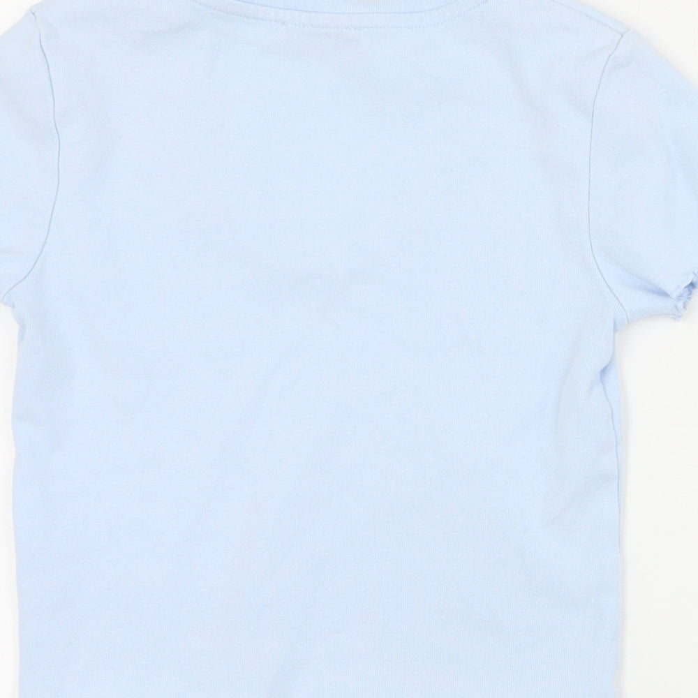 FB Sister Womens Blue Cotton Cropped T-Shirt Size 2XS V-Neck