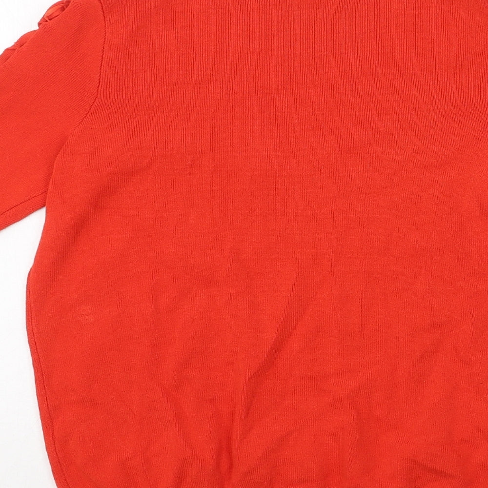Soon Womens Red Crew Neck Viscose Pullover Jumper Size 8
