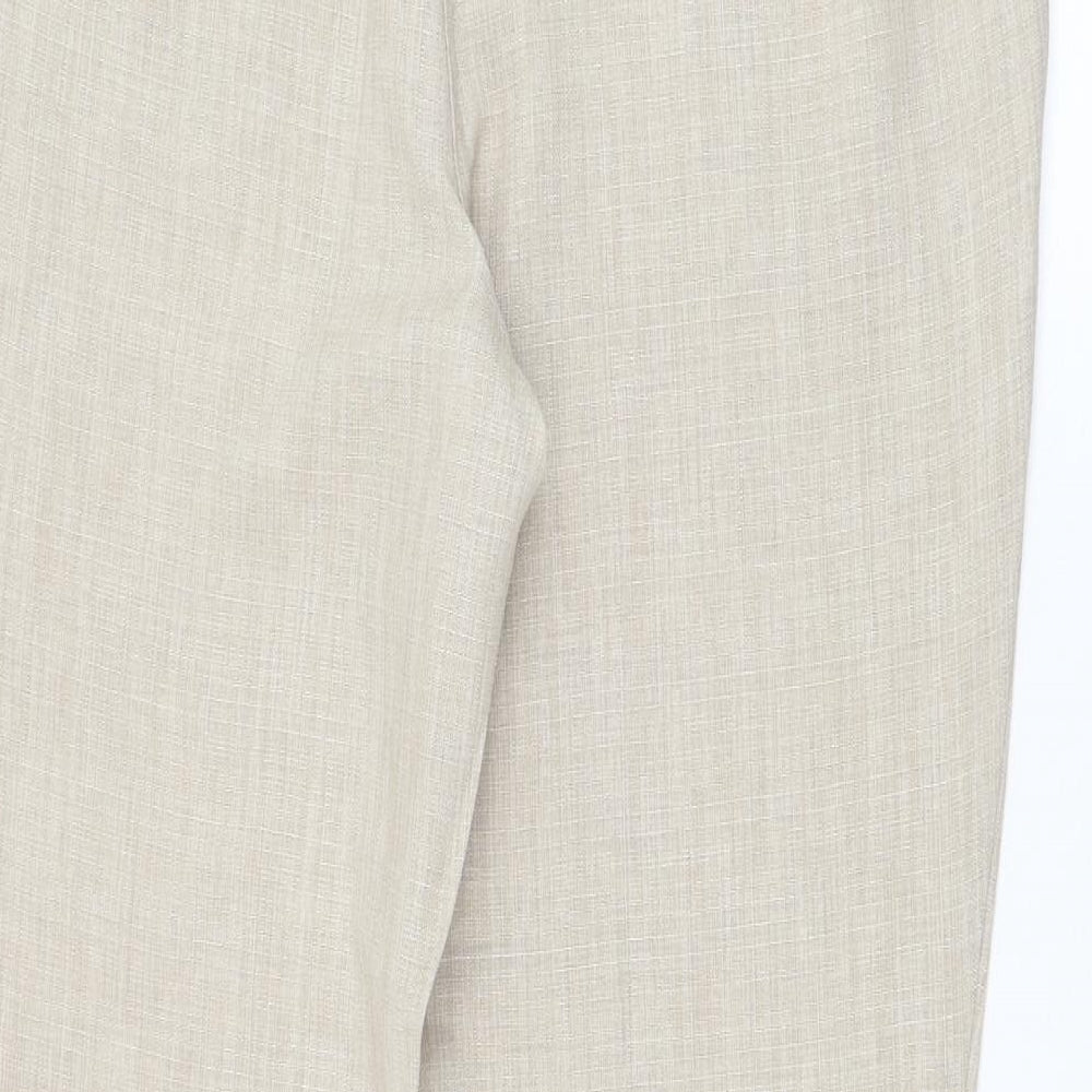Collection Womens Beige Polyester Trousers Size 14 L28 in Regular Zip