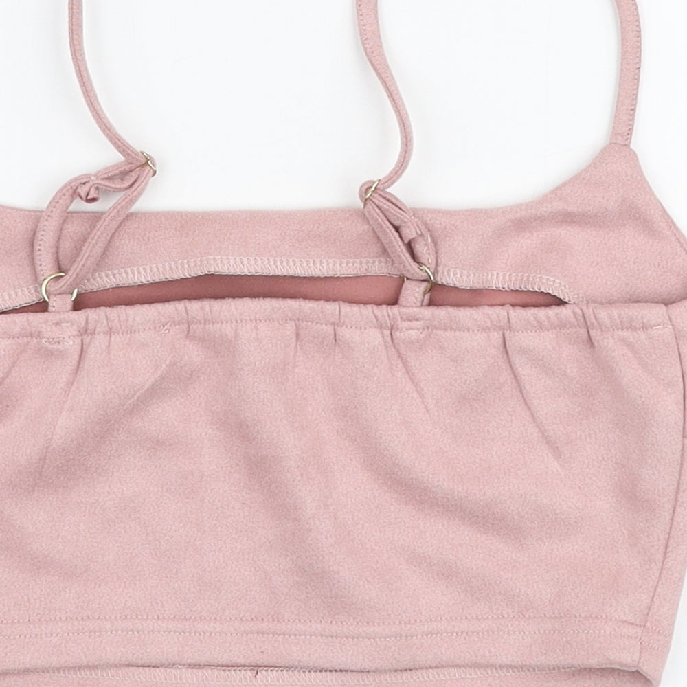 Naanaa Womens Pink Polyester Cropped Tank Size 8 Square Neck