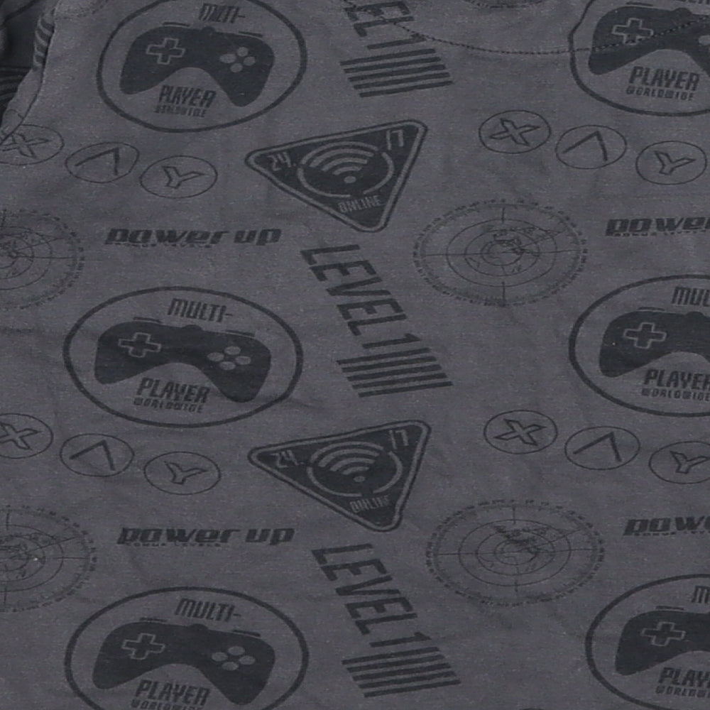 Next Boys Grey 100% Cotton Jersey T-Shirt Size 6 Years Round Neck Pullover - Gaming