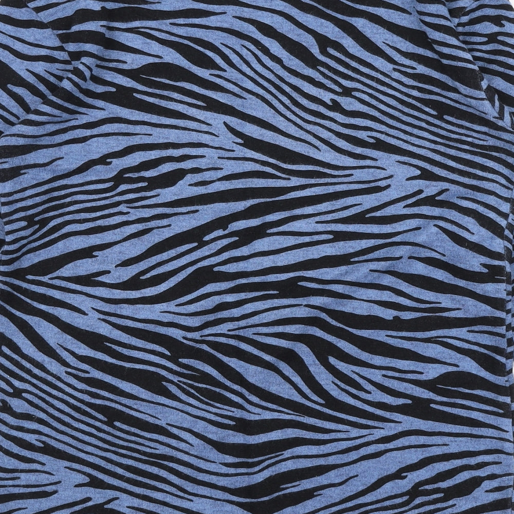 Preworn Womens Blue V-Neck Animal Print Viscose Pullover Jumper Size S
