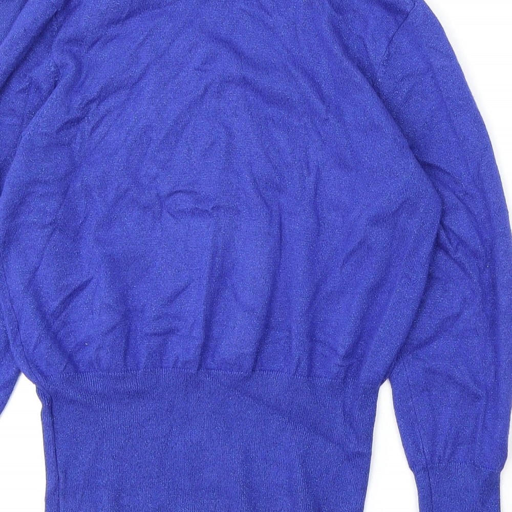 Marks & Spencer Womens Blue Mock Neck Viscose Pullover Jumper Size 12