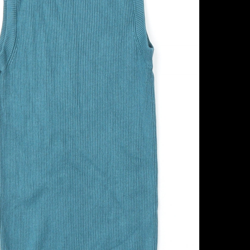 Marks and Spencer Womens Blue Round Neck Viscose Vest Jumper Size 10