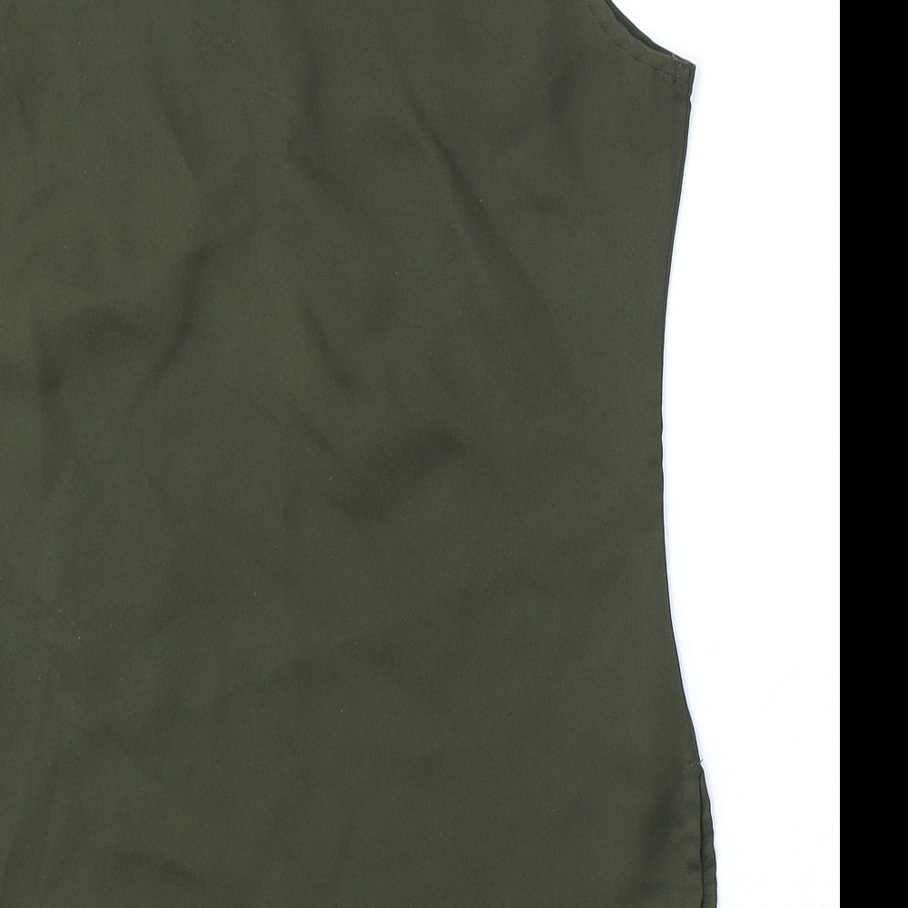 Blue Inc Womens Green Polyester Basic Tank Size 8 Round Neck