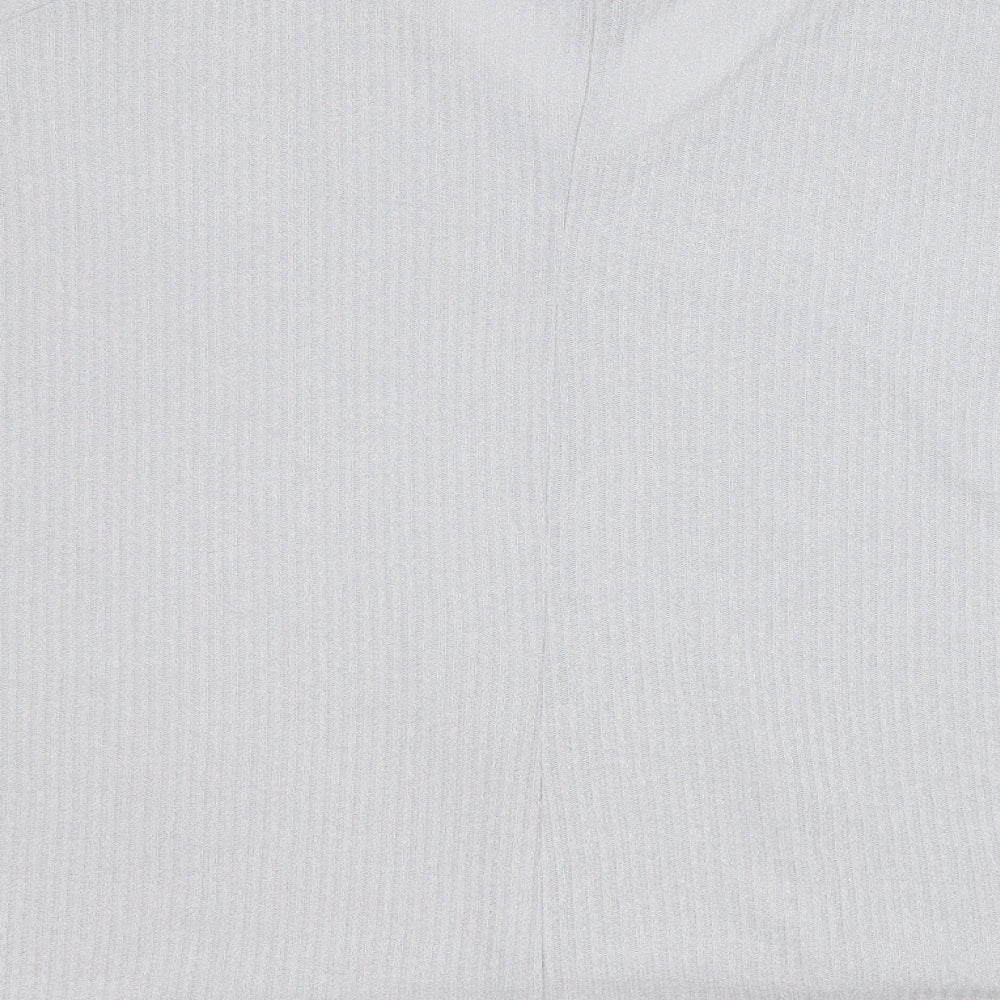 New Look Womens Grey Viscose Basic Blouse Size S Round Neck