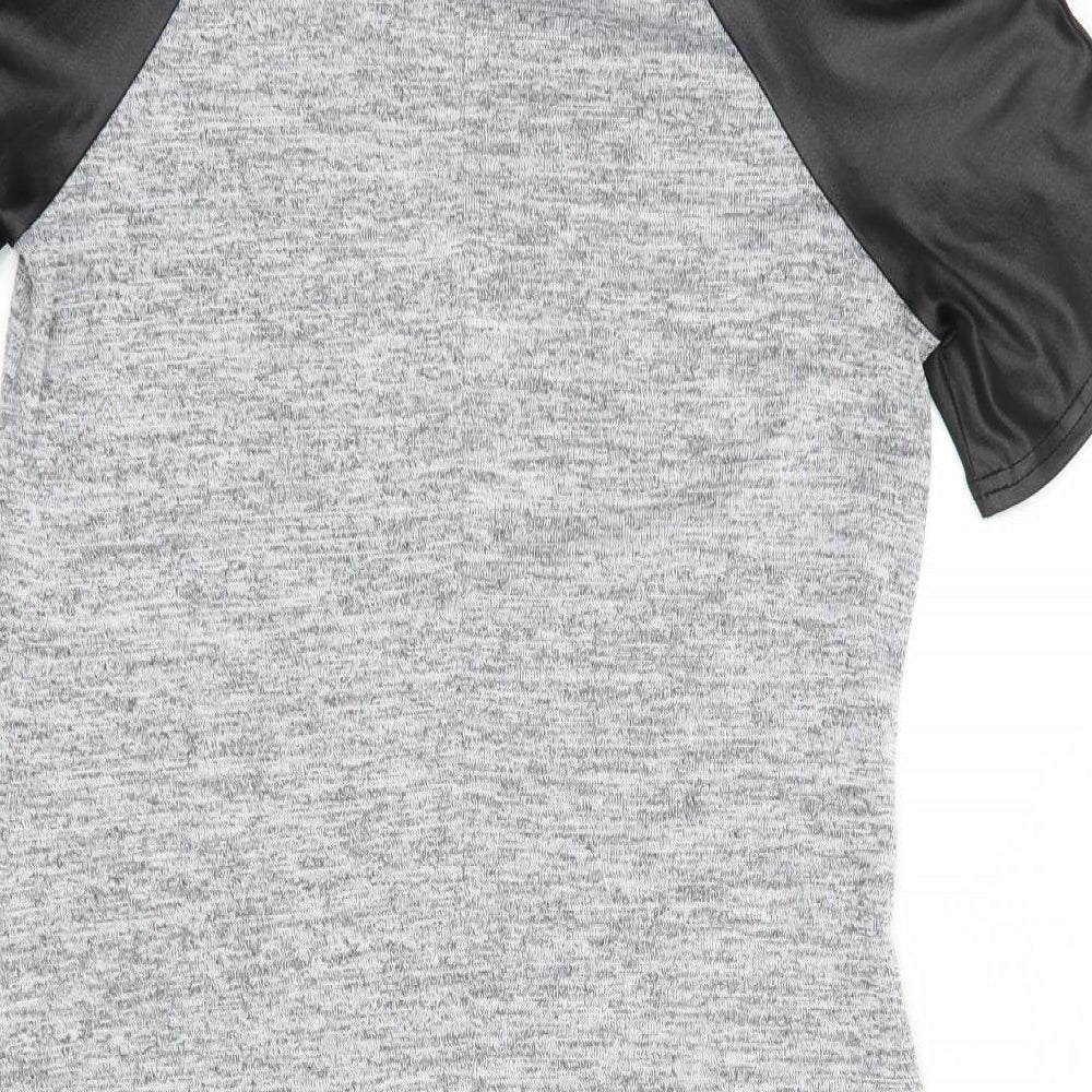 Internacionale Womens Grey Polyester T-Shirt Dress Size 10 Crew Neck Pullover