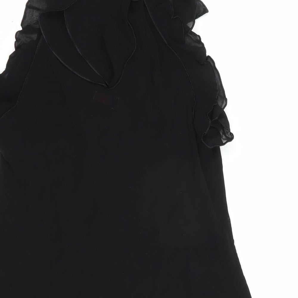Miss Selfridge Womens Black Polyester Basic Blouse Size 8 High Neck