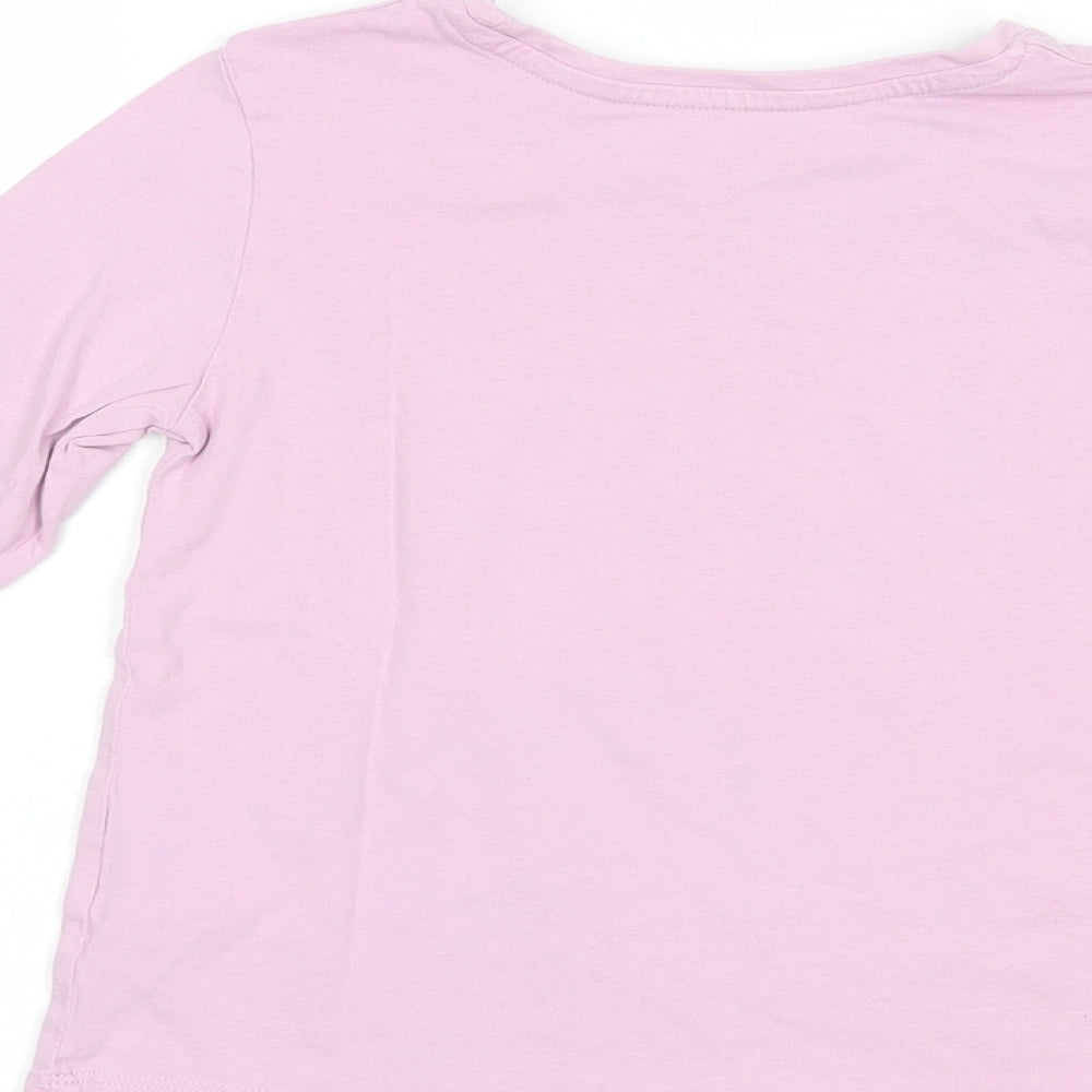 Dunnes Stores Girls Pink Cotton Pullover T-Shirt Size 6-7 Years Crew Neck Pullover - Girl Squad
