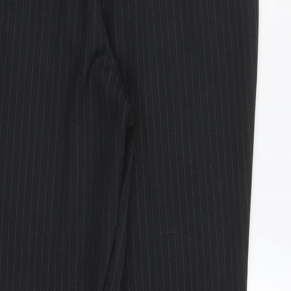 Dorothy Perkins Womens Black Striped Polyester Trousers Size 12 L27 in Regular Zip