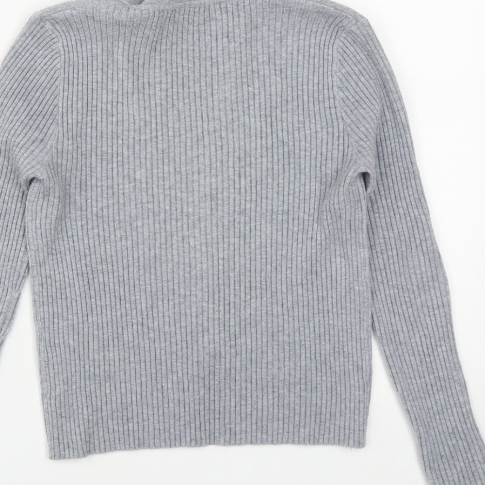 CCG Perfect Womens Grey Collared Viscose Pullover Jumper Size L