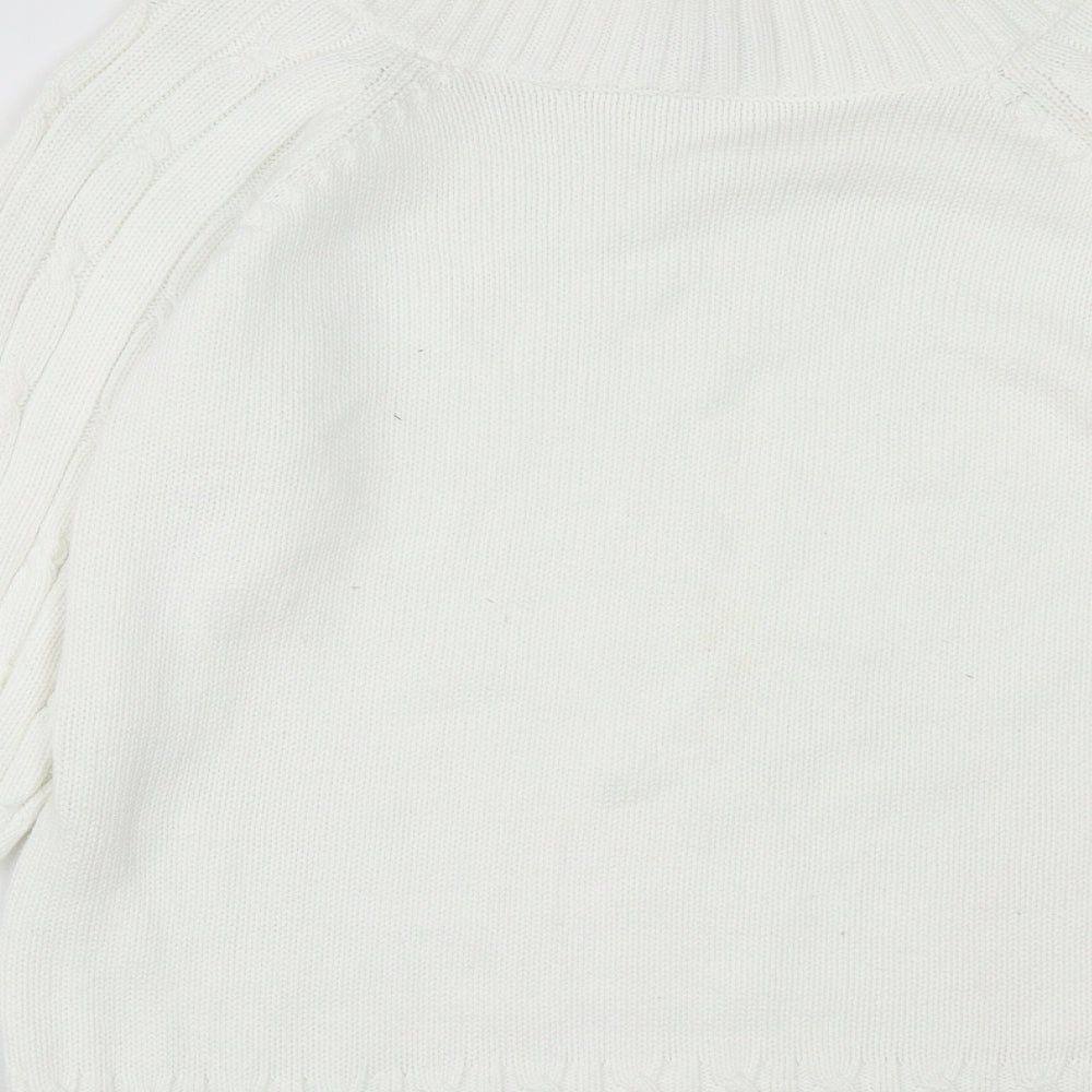 Preworn Womens White Scoop Neck Cotton Pullover Jumper Size M