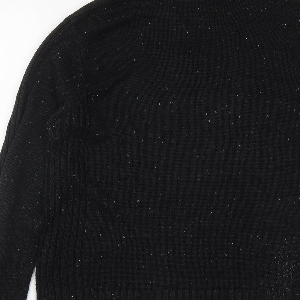Cedar Wood State Mens Black High Neck Acrylic Pullover Jumper Size L